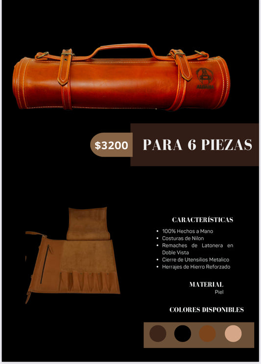 Estuche de piel para 6 pzas