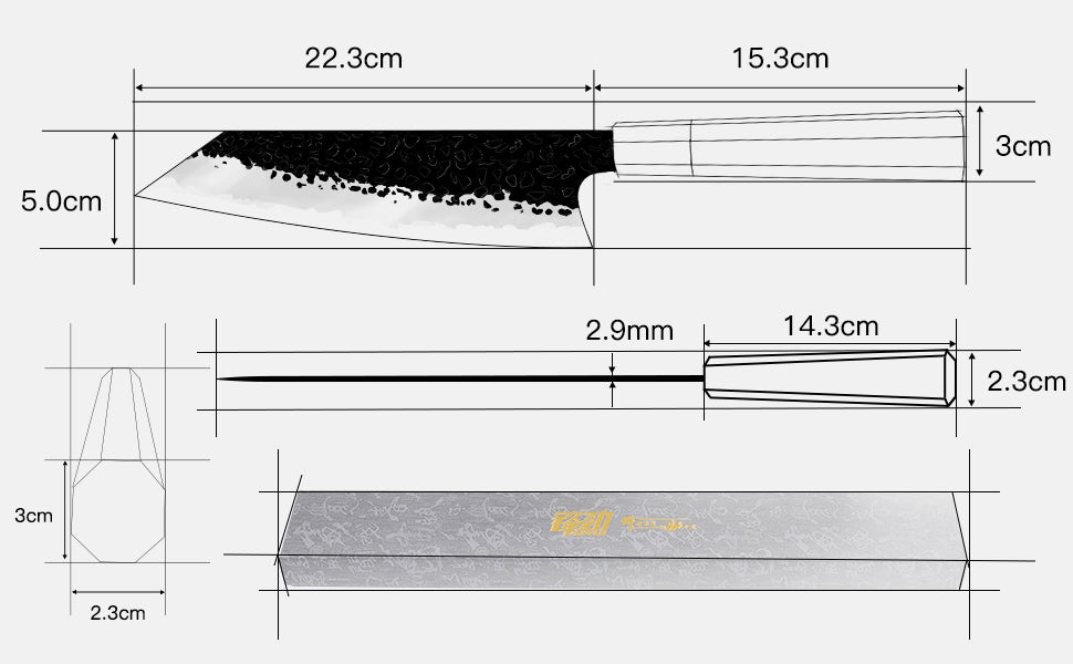 Cuchillo kiritzuke octagonal